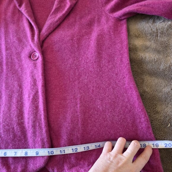 Neiman Marcus 100% Cashmere Blazer Sweater Jacket Women’s L Purple Magenta - Picture 12 of 14